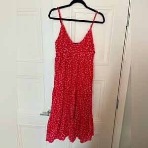 Red Floral Spaghetti Strap Dress